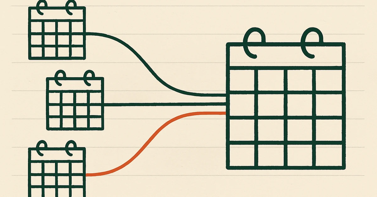 Multiple client calendars syncing through a central hub