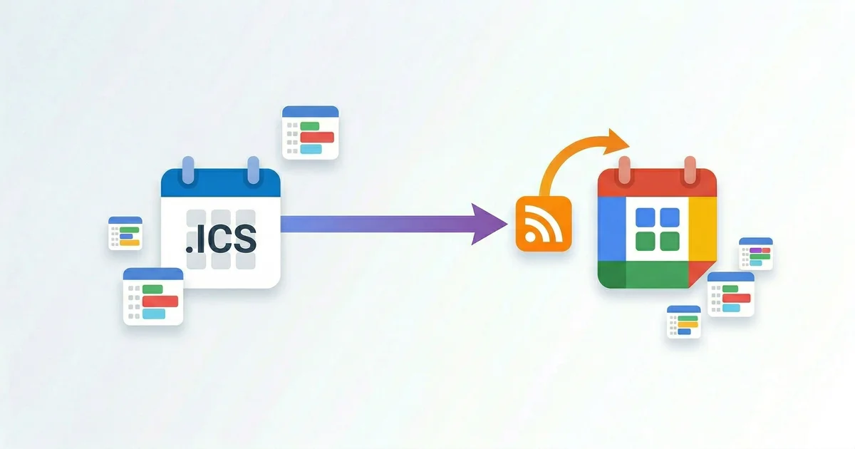 Subscribe to ICS calendar in Google Calendar